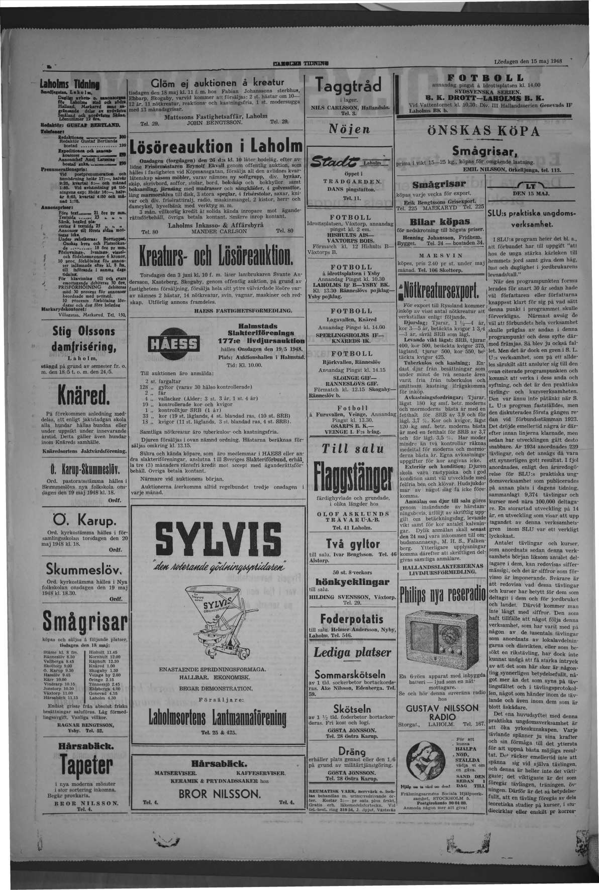 Laholms Tidning Lördag 15 maj 1948, sida 2