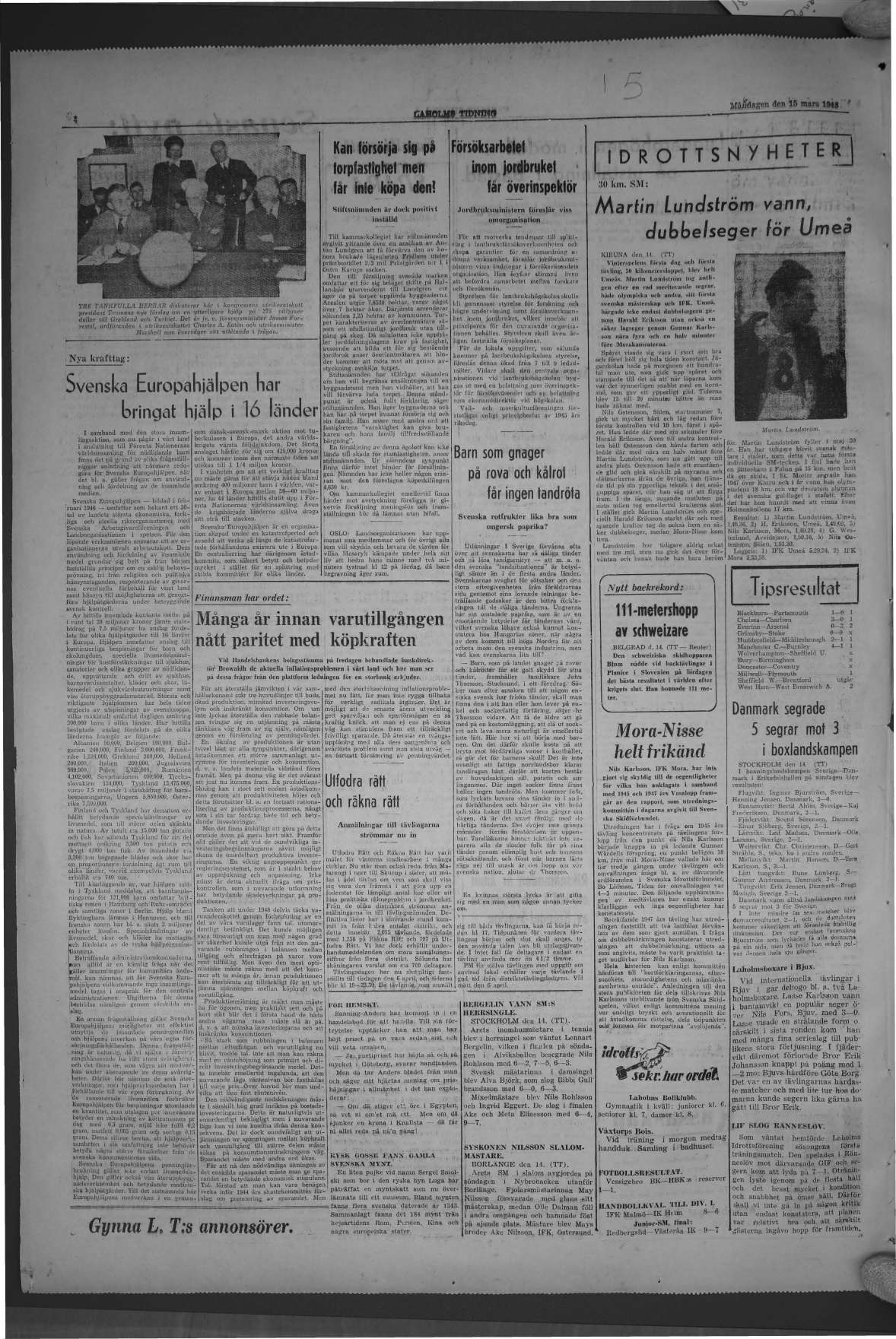 Laholms Tidning Måndag 15 mars 1948, sida 4