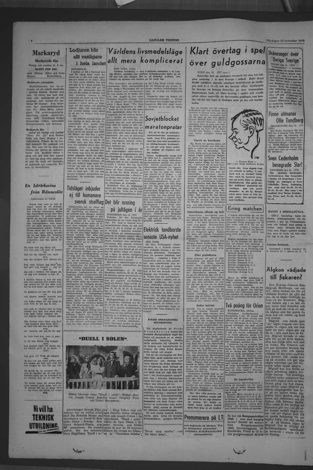 Laholms Tidning Måndag 15 november 1948, sida 4