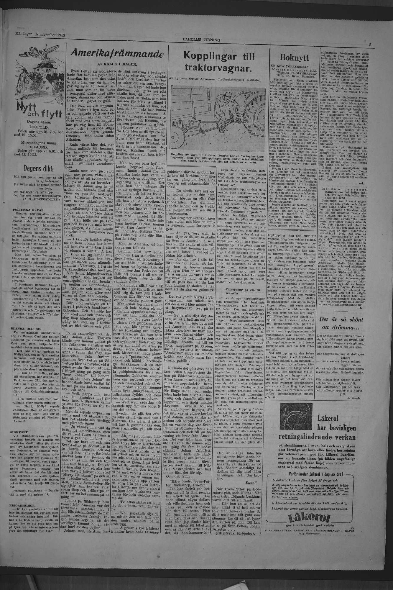 Laholms Tidning Måndag 15 november 1948, sida 5