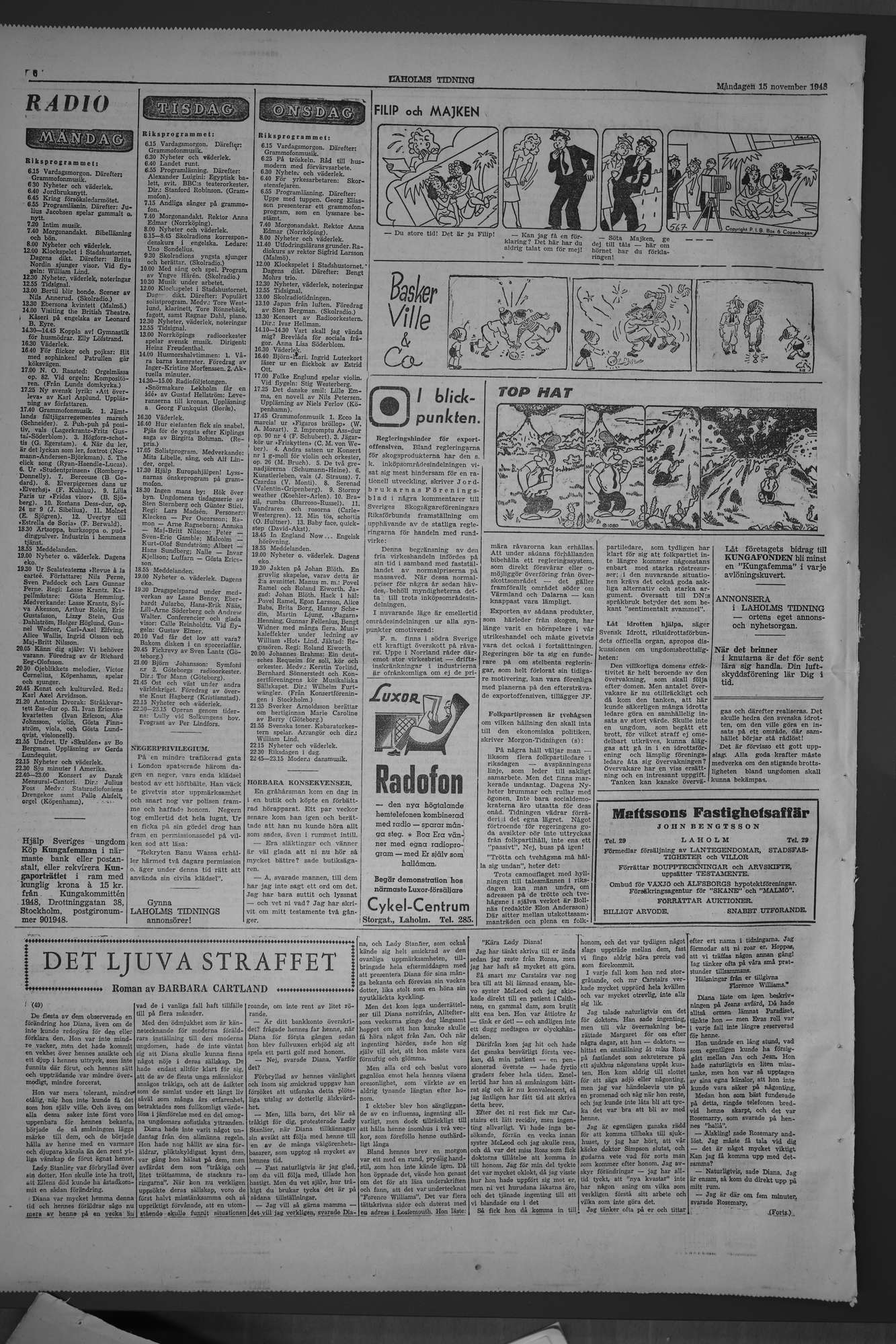 Laholms Tidning Måndag 15 november 1948, sida 6