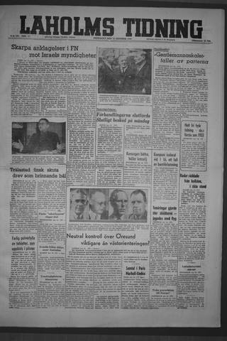 Förstasidan, Fredag 15 oktober 1948