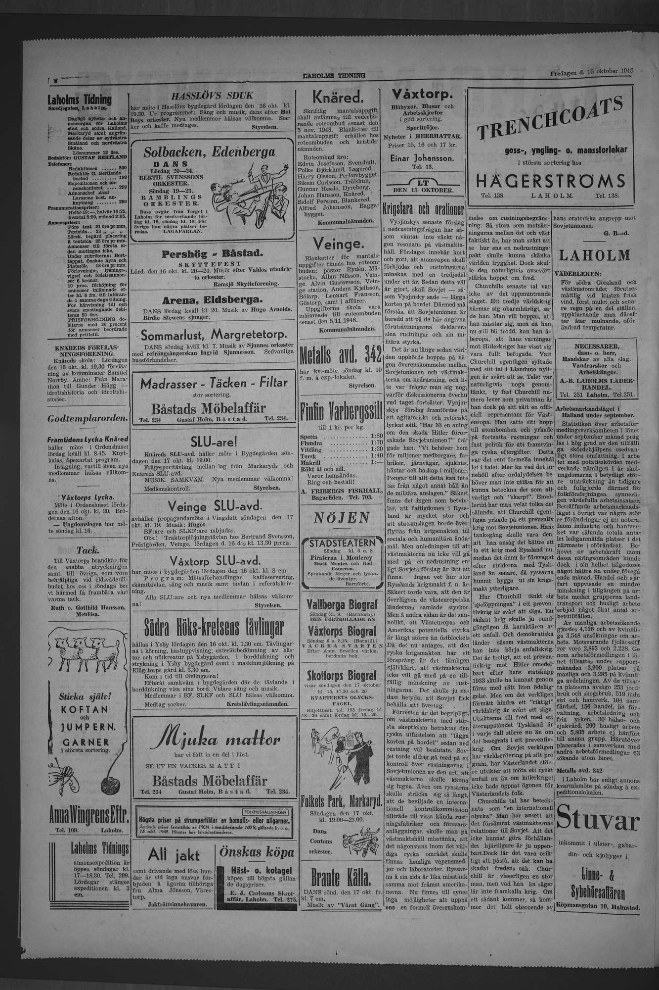 Laholms Tidning Fredag 15 oktober 1948, sida 2