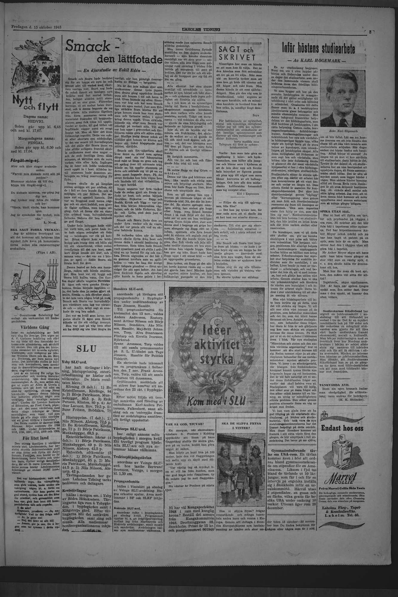 Laholms Tidning Fredag 15 oktober 1948, sida 5