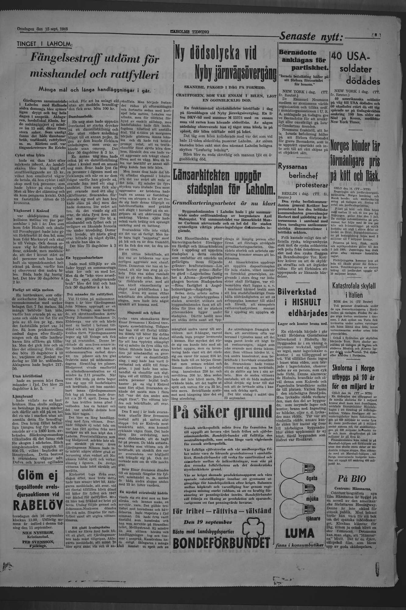 Laholms Tidning Onsdag 15 september 1948, sida 3