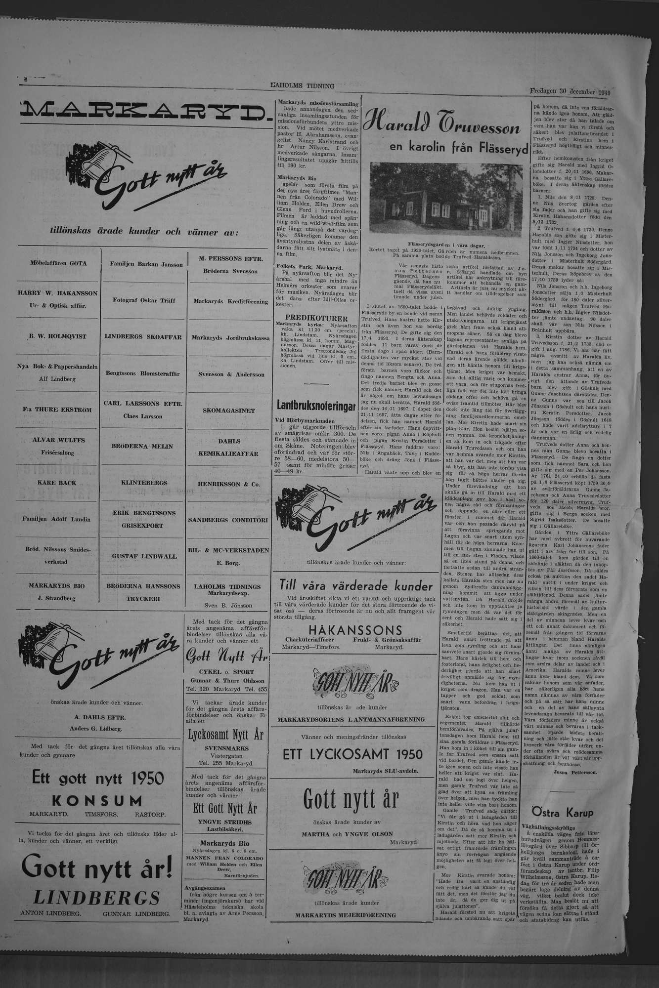 Laholms Tidning Fredag 30 december 1949, sida 4
