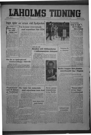 Förstasidan, Fredag 16 april 1948