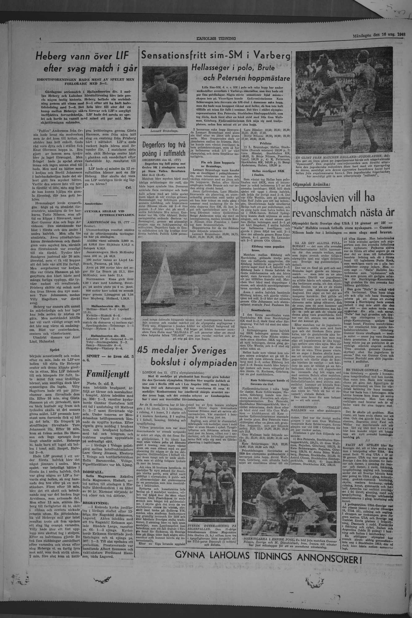 Laholms Tidning Måndag 16 augusti 1948, sida 4
