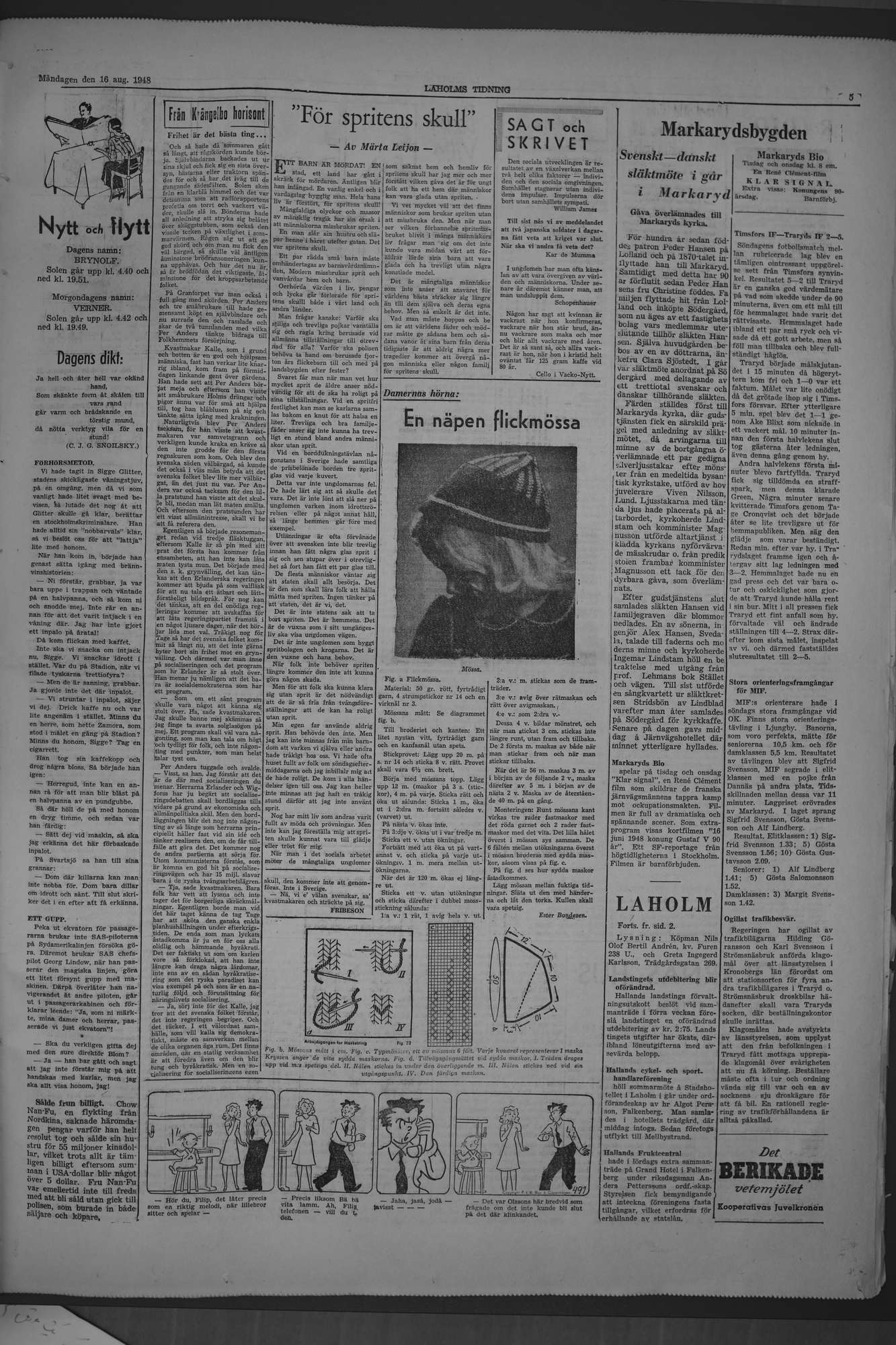 Laholms Tidning Måndag 16 augusti 1948, sida 5