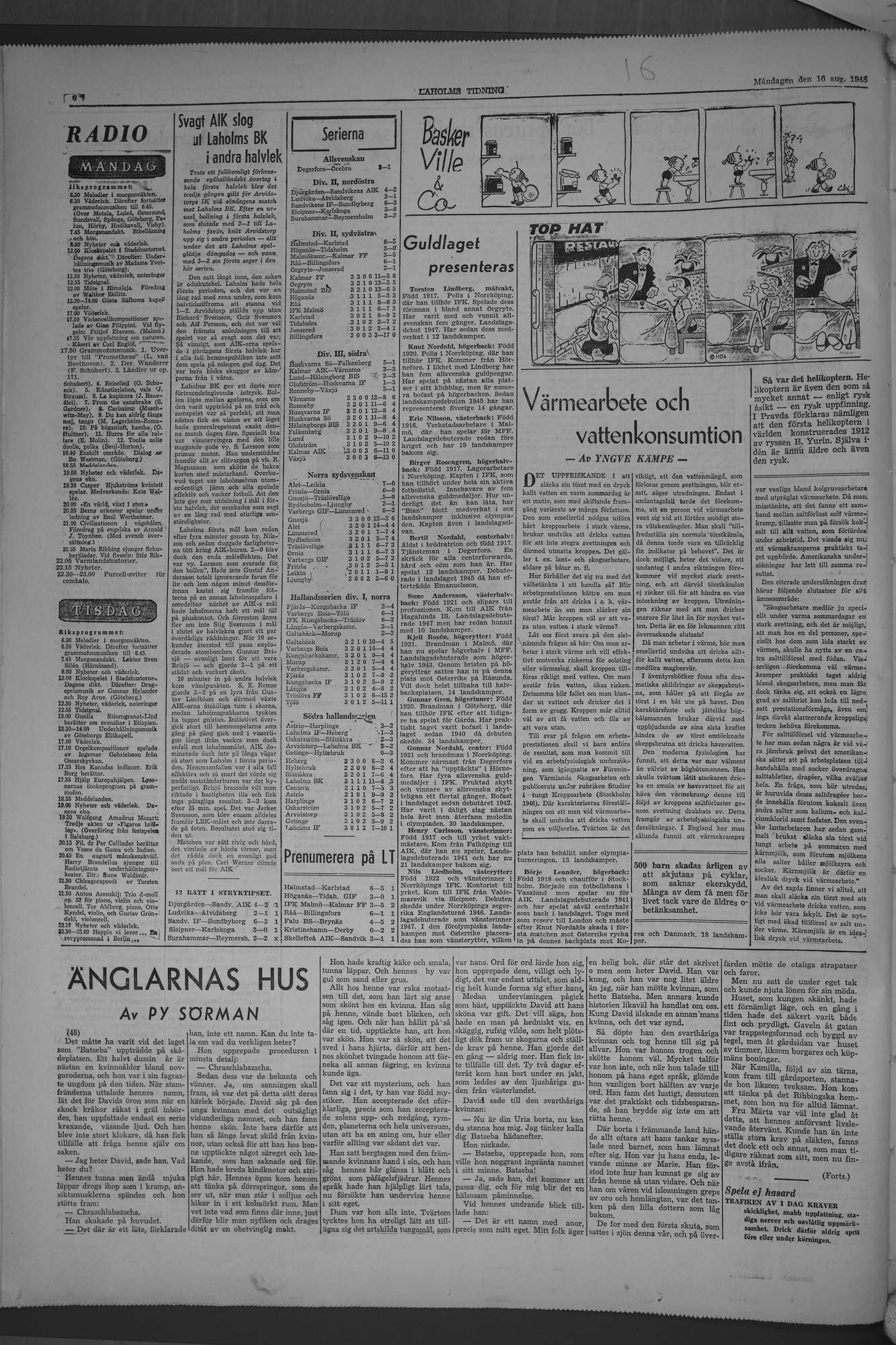 Laholms Tidning Måndag 16 augusti 1948, sida 6