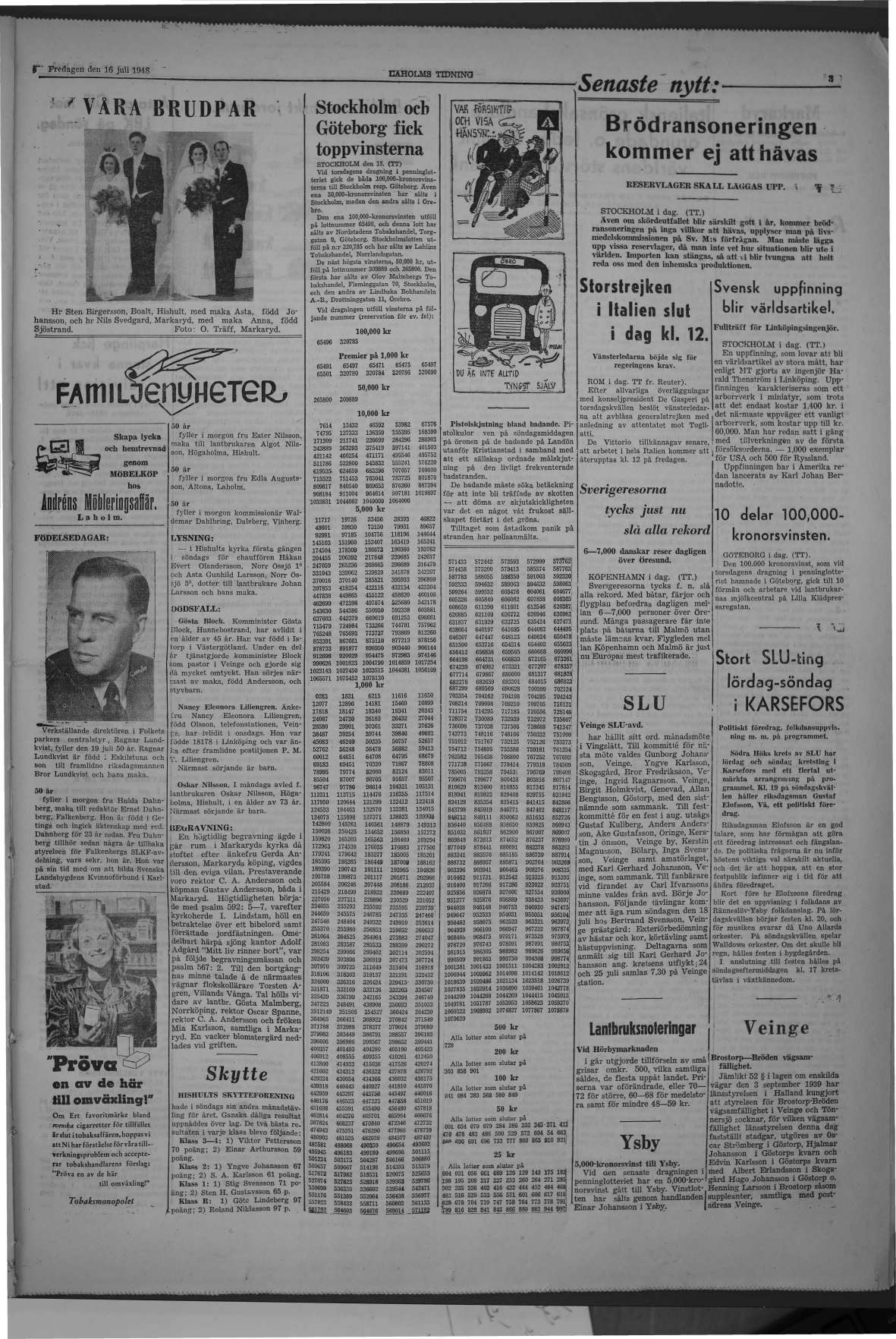 Laholms Tidning Fredag 16 juli 1948, sida 3