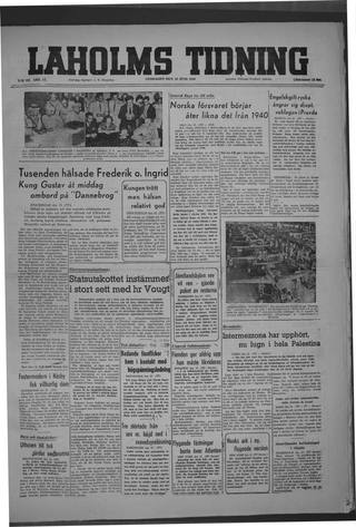 Förstasidan, Onsdag 16 juni 1948