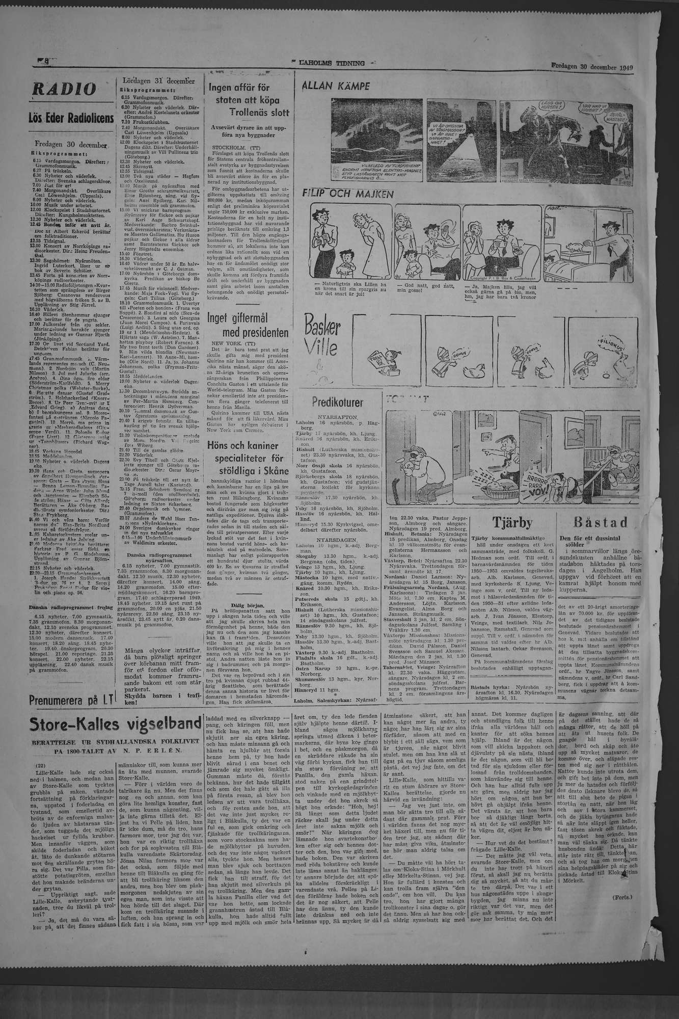 Laholms Tidning Fredag 30 december 1949, sida 8