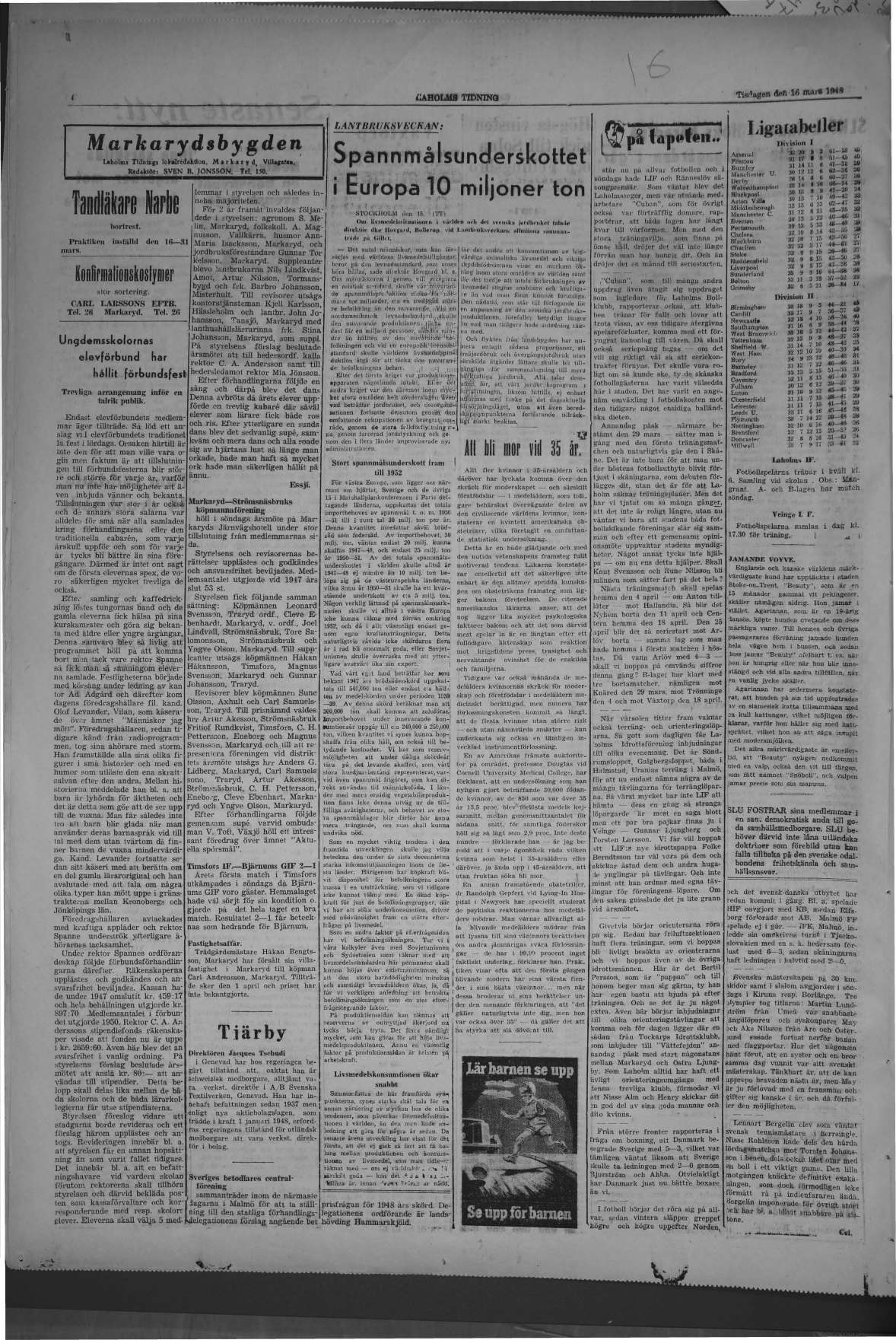 Laholms Tidning Tisdag 16 mars 1948, sida 4