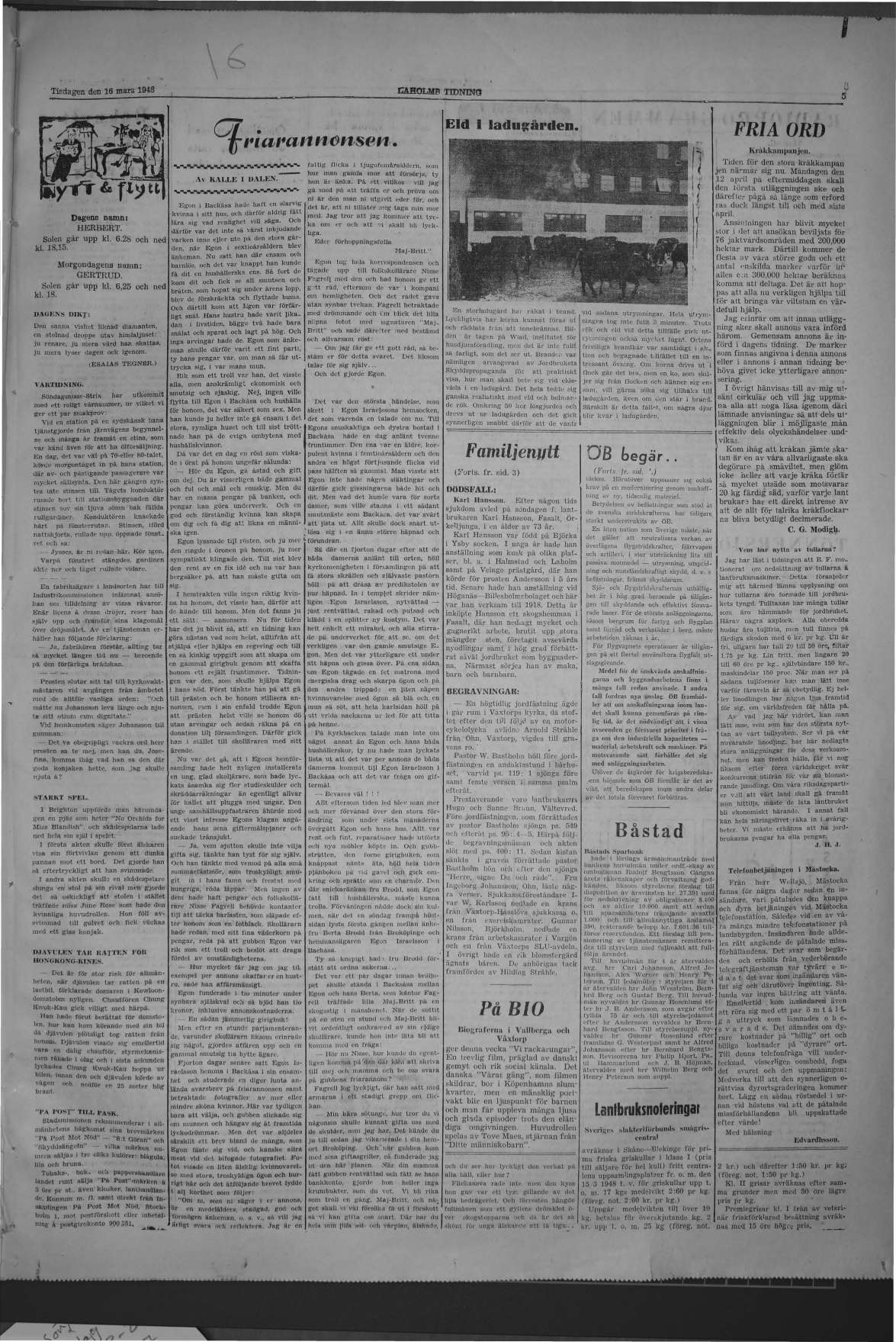Laholms Tidning Tisdag 16 mars 1948, sida 5