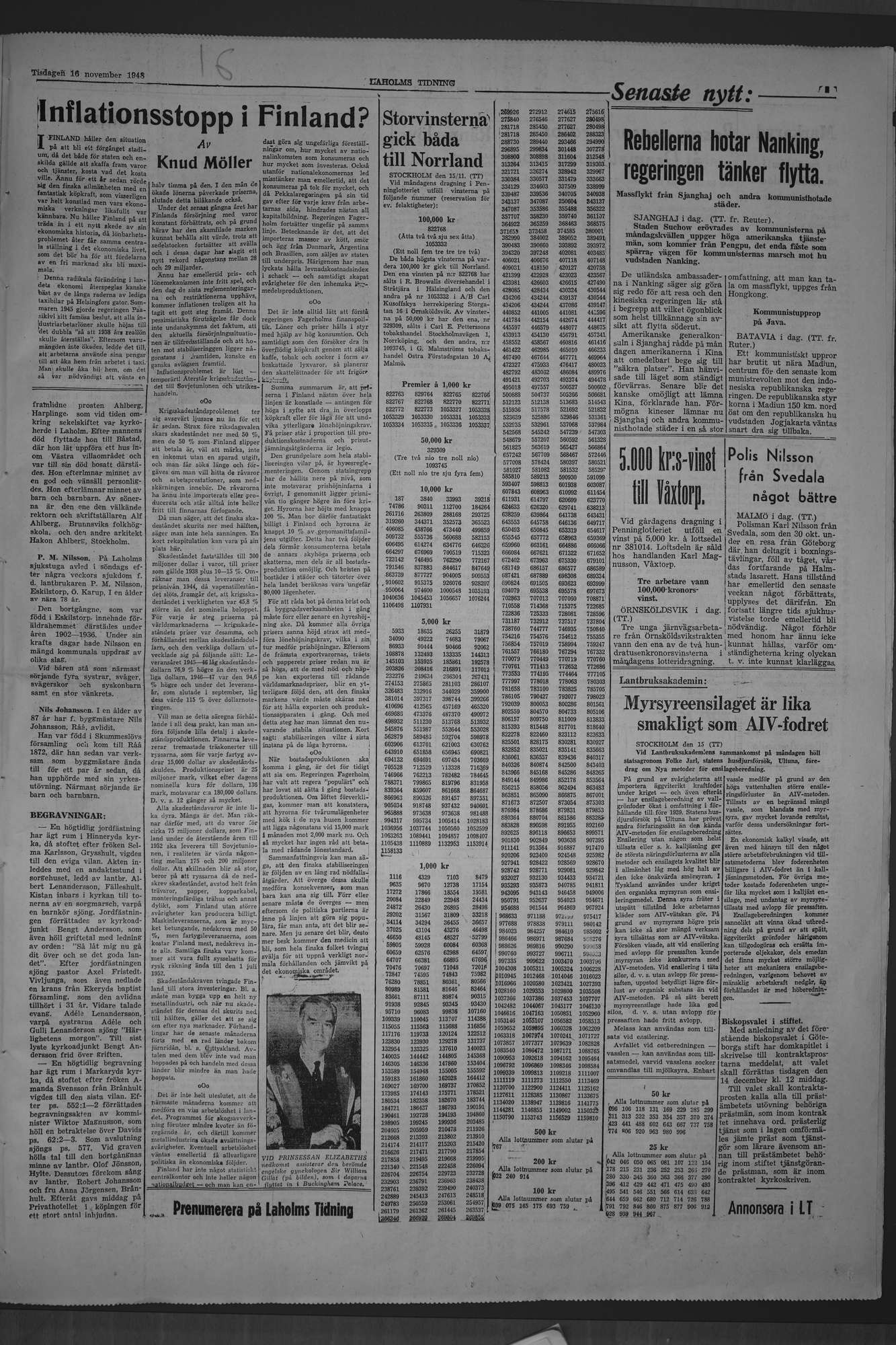 Laholms Tidning Tisdag 16 november 1948, sida 3