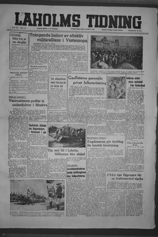 Förstasidan, Torsdag 16 september 1948