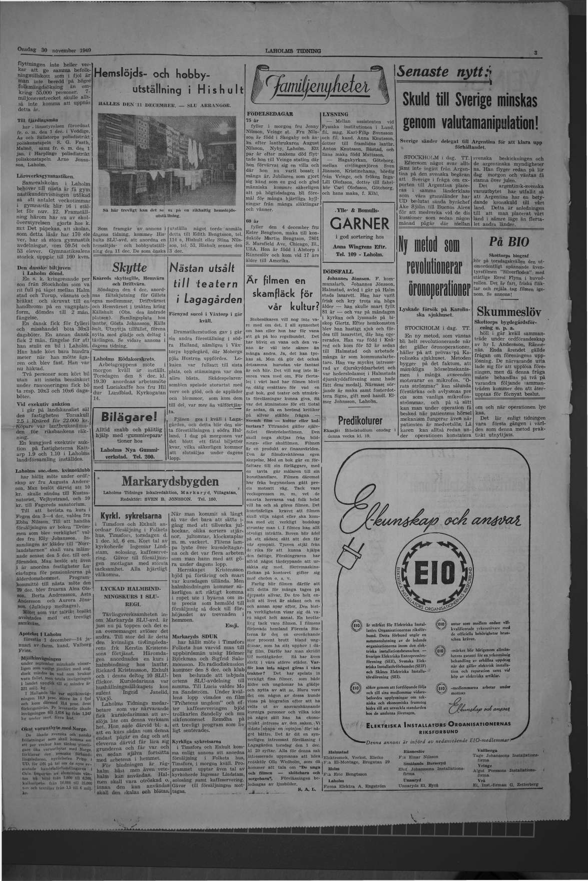 Laholms Tidning Onsdag 30 november 1949, sida 3