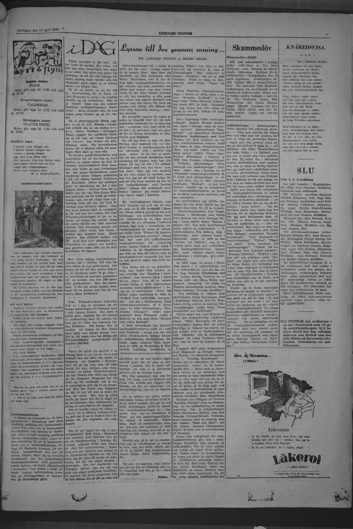 Laholms Tidning Lördag 17 april 1948, sida 7