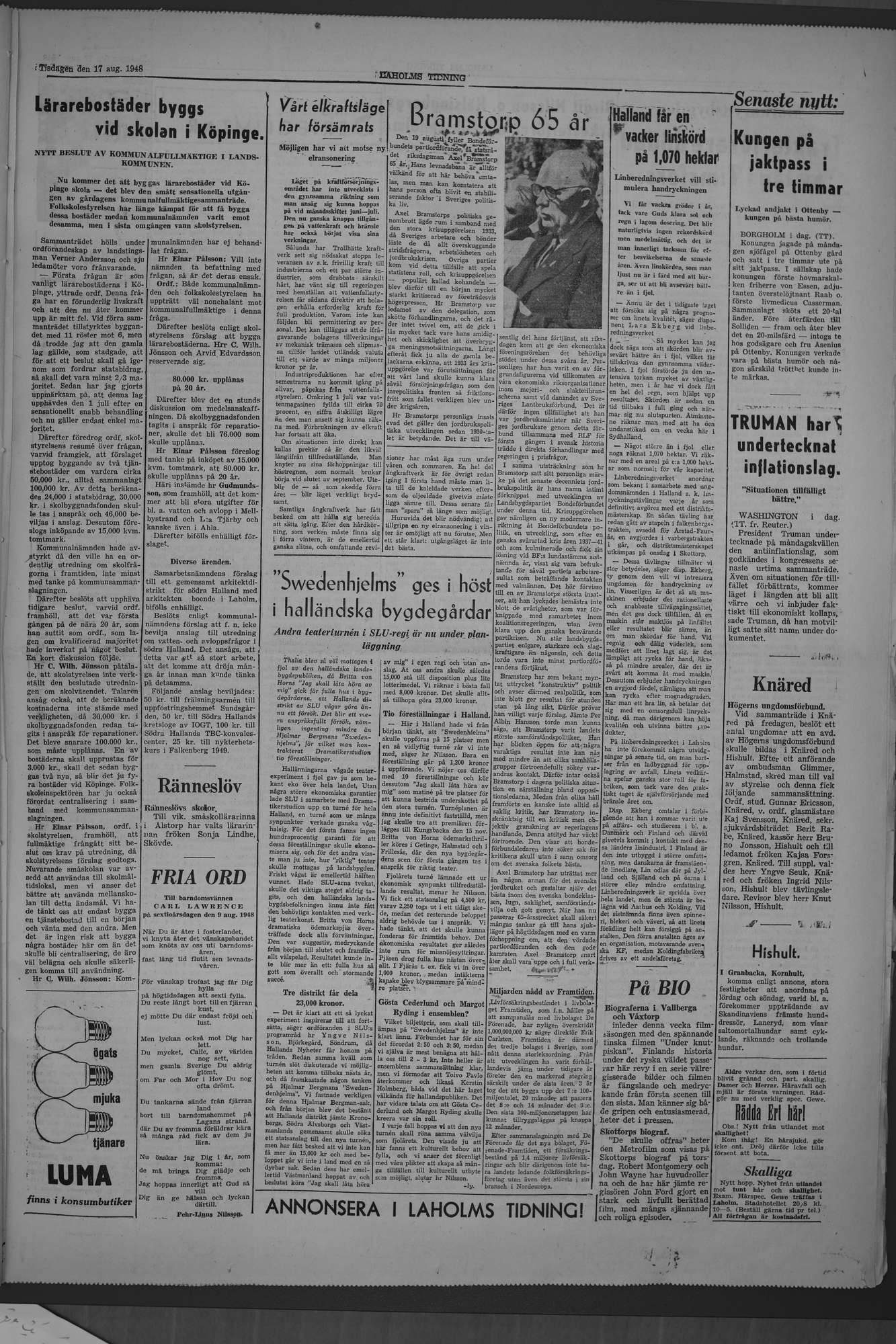 Laholms Tidning Tisdag 17 augusti 1948, sida 3