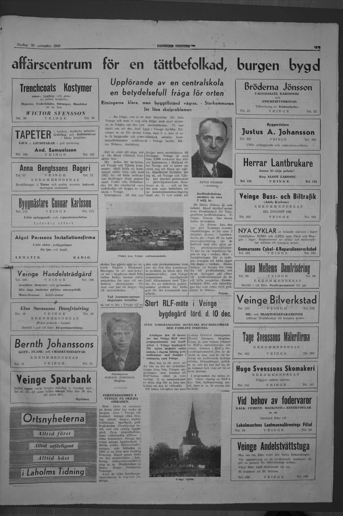 Laholms Tidning Onsdag 30 november 1949, sida 5