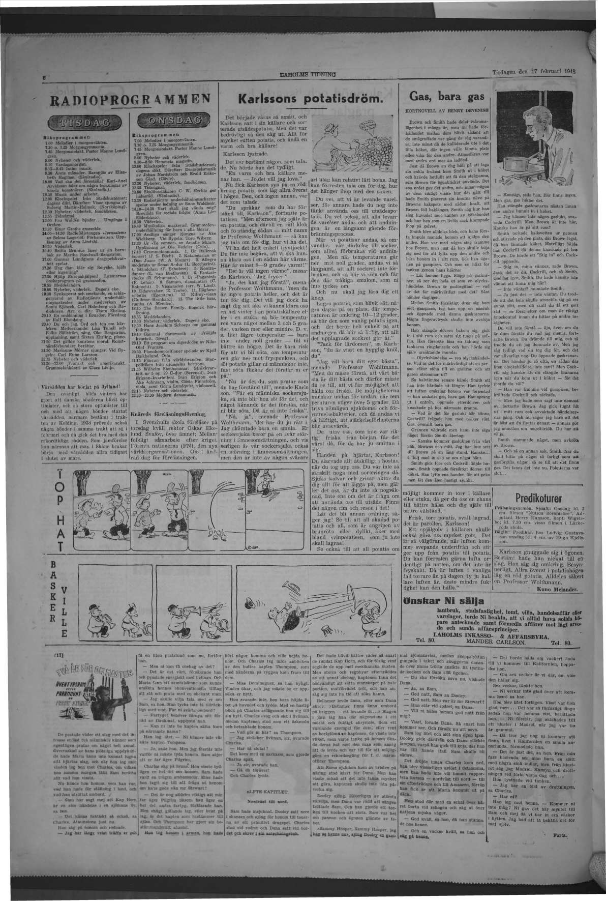 Laholms Tidning Tisdag 17 februari 1948, sida 6