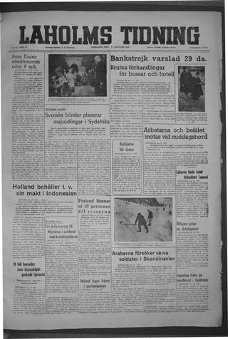 Förstasidan, Lördag 17 januari 1948