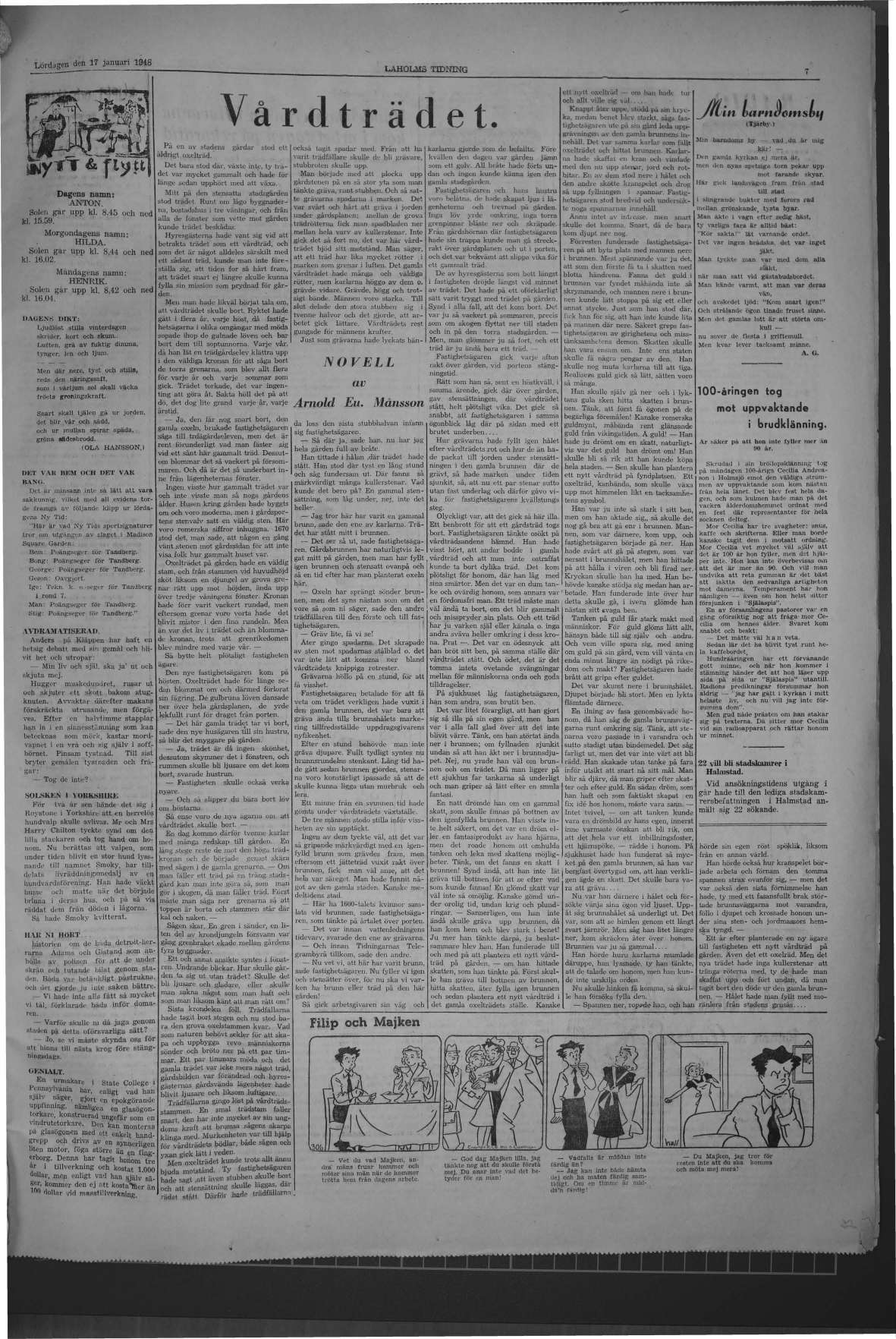 Laholms Tidning Lördag 17 januari 1948, sida 7