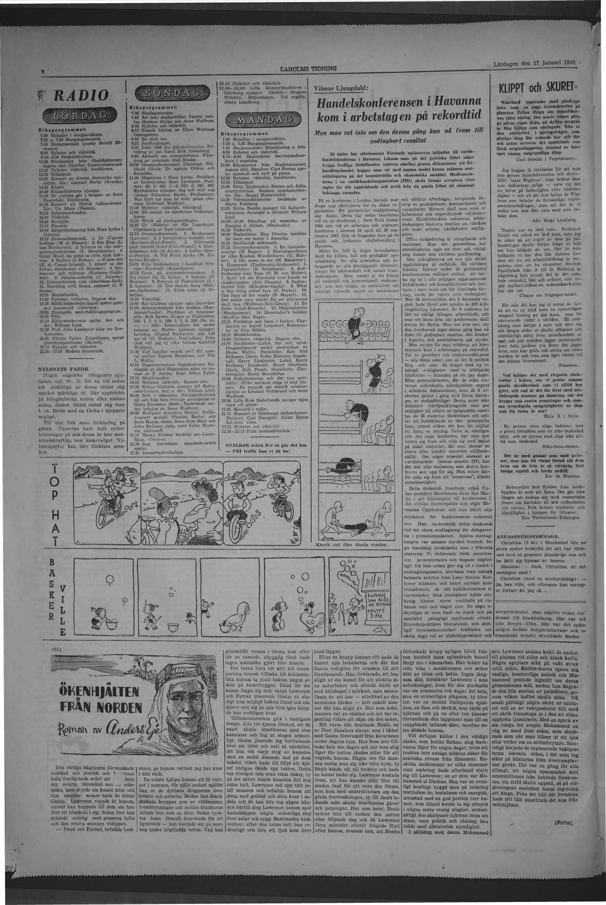Laholms Tidning Lördag 17 januari 1948, sida 8
