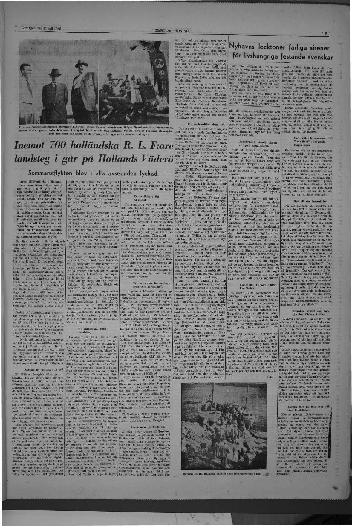 Laholms Tidning Lördag 17 juli 1948, sida 5