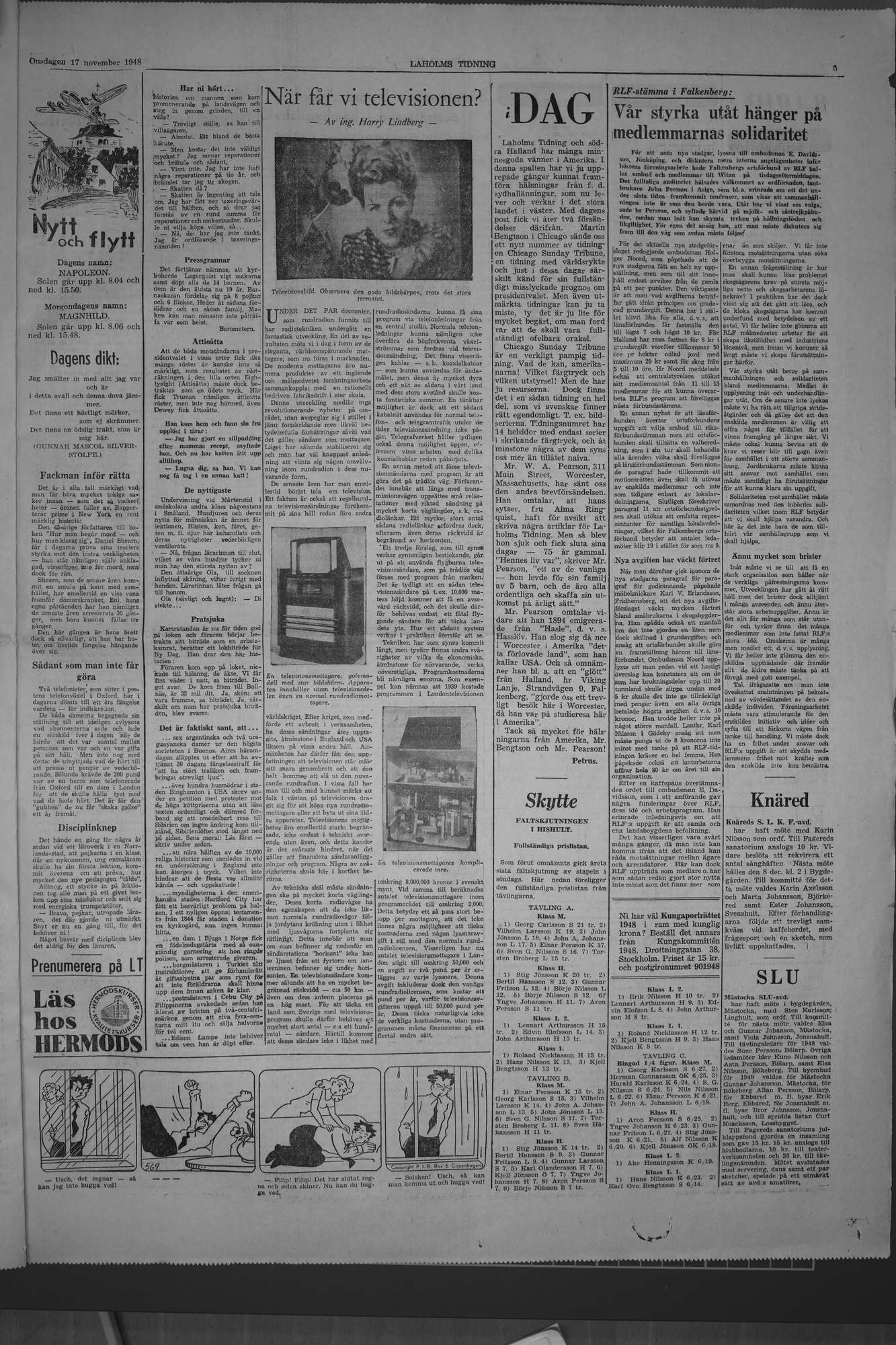 Laholms Tidning Onsdag 17 november 1948, sida 5