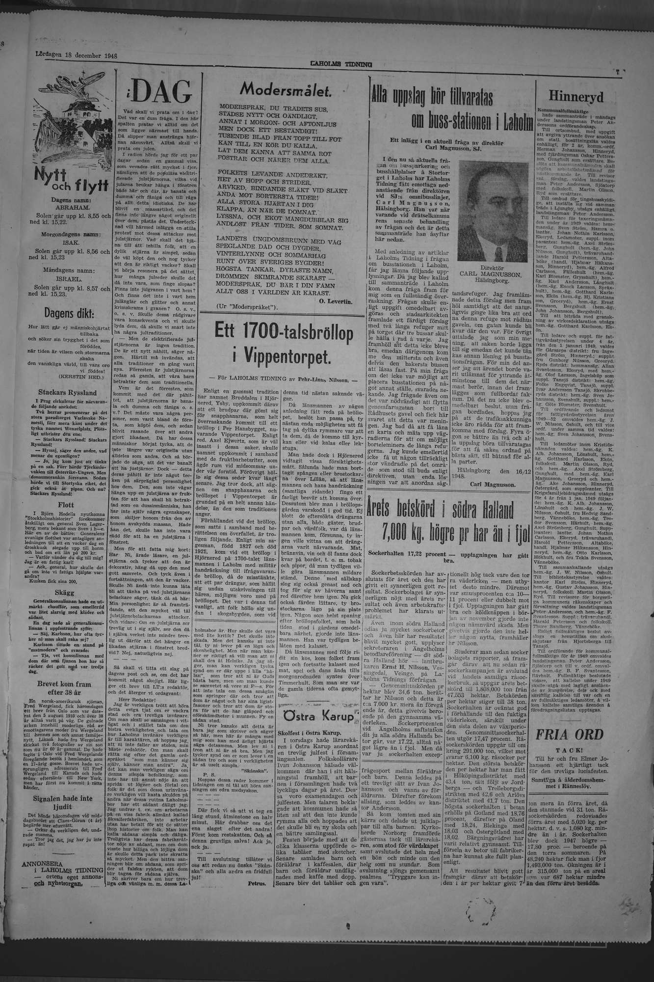 Laholms Tidning Lördag 18 december 1948, sida 7