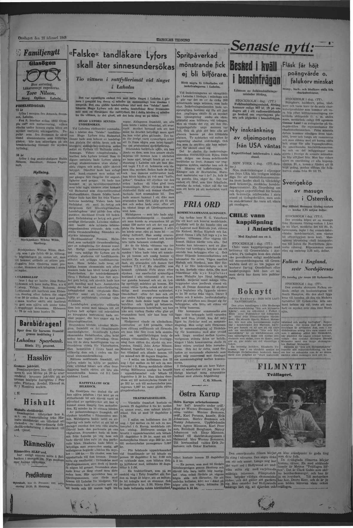 Laholms Tidning Onsdag 18 februari 1948, sida 3