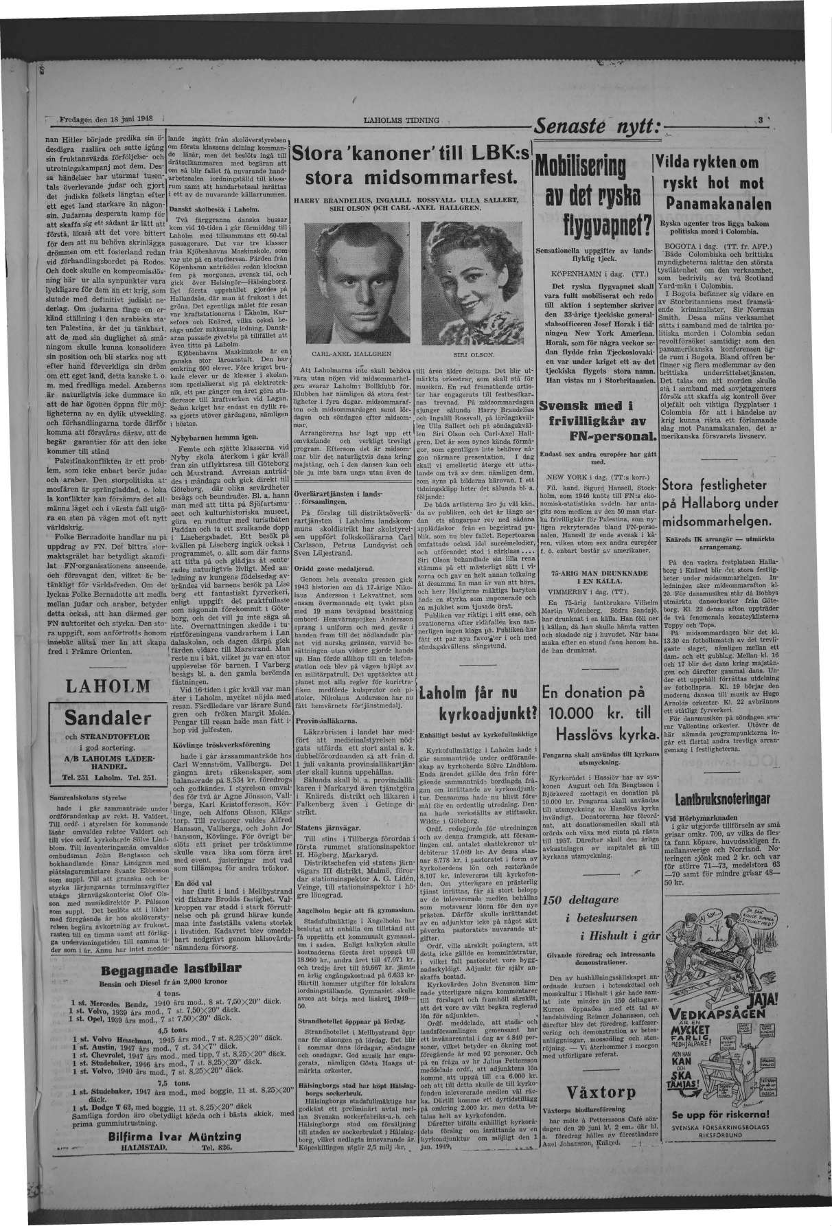 Laholms Tidning Fredag 18 juni 1948, sida 3