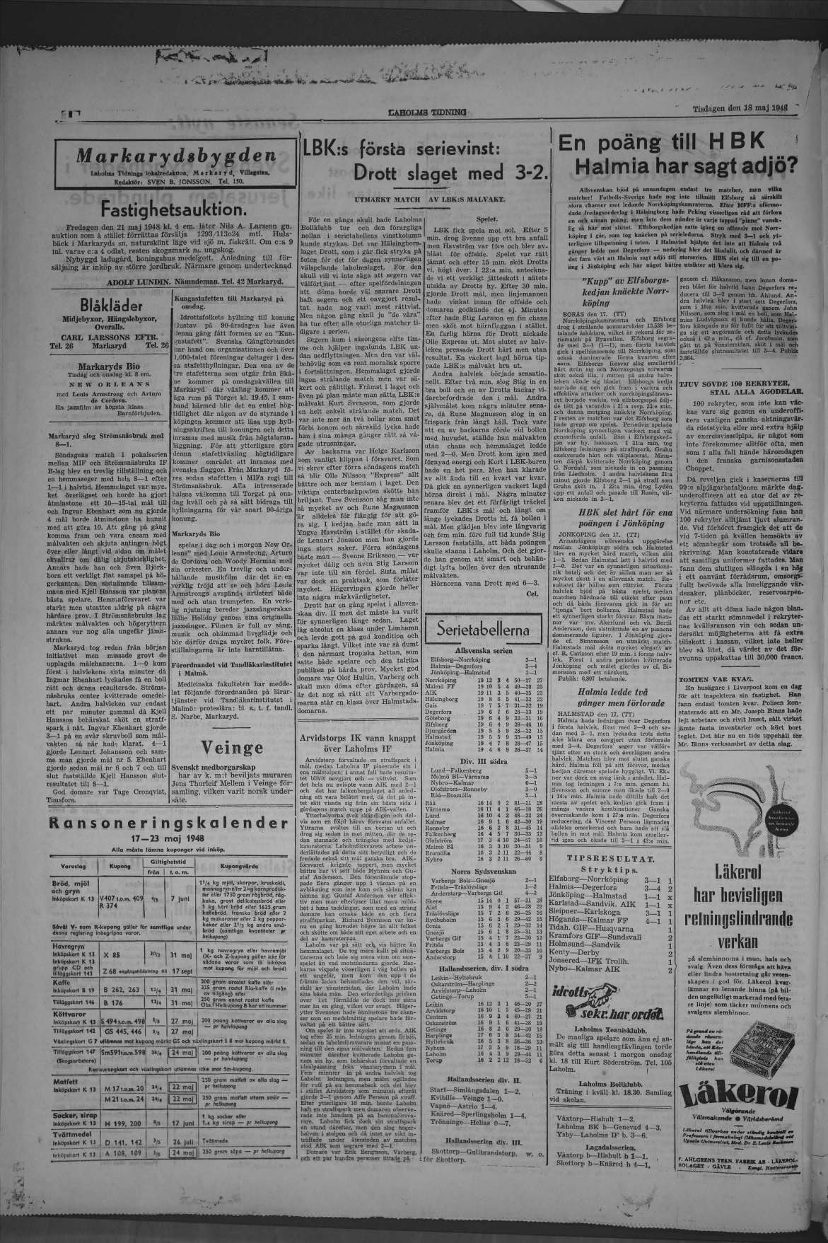Laholms Tidning Tisdag 18 maj 1948, sida 4