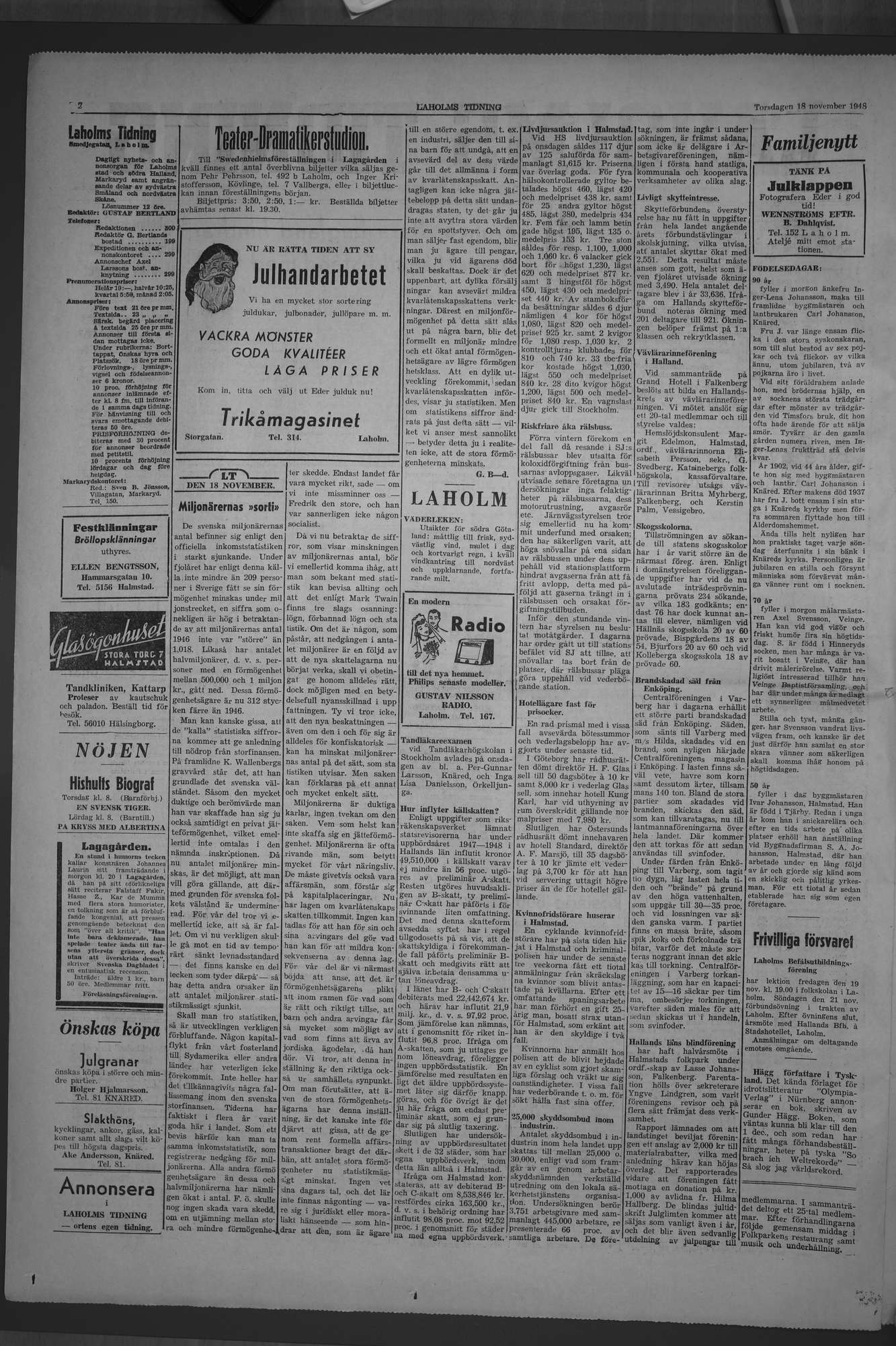 Laholms Tidning Torsdag 18 november 1948, sida 2