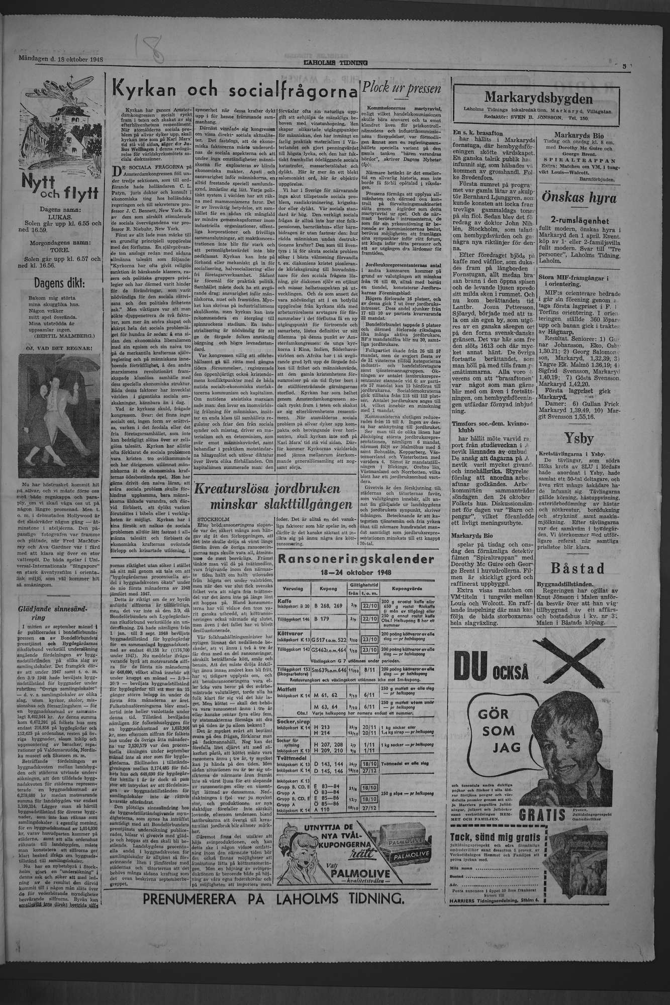 Laholms Tidning Måndag 18 oktober 1948, sida 5