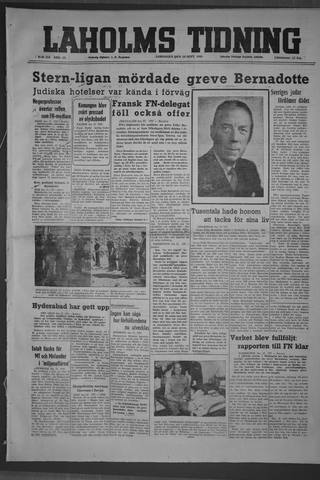 Förstasidan, Lördag 18 september 1948