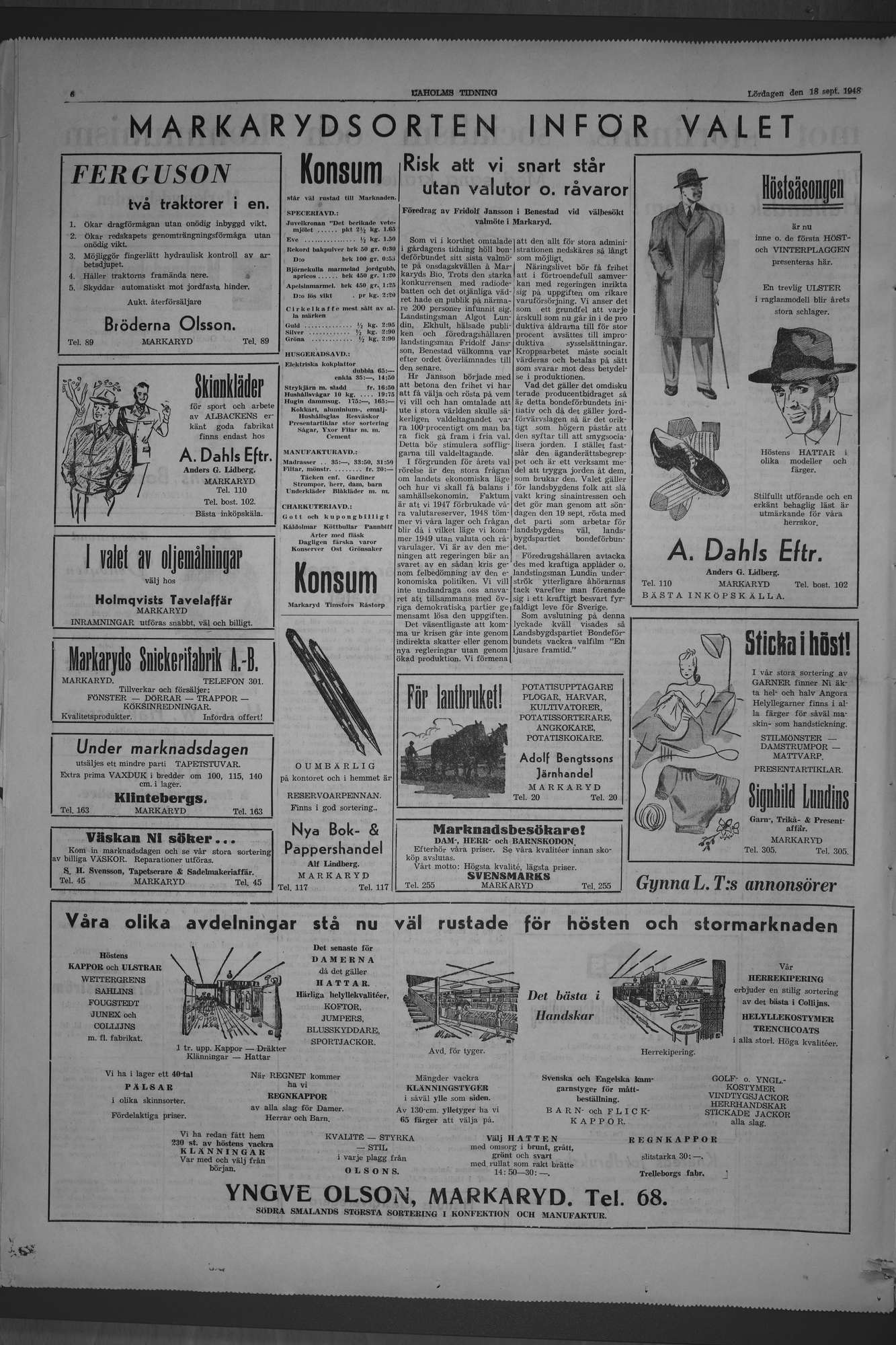 Laholms Tidning Lördag 18 september 1948, sida 6