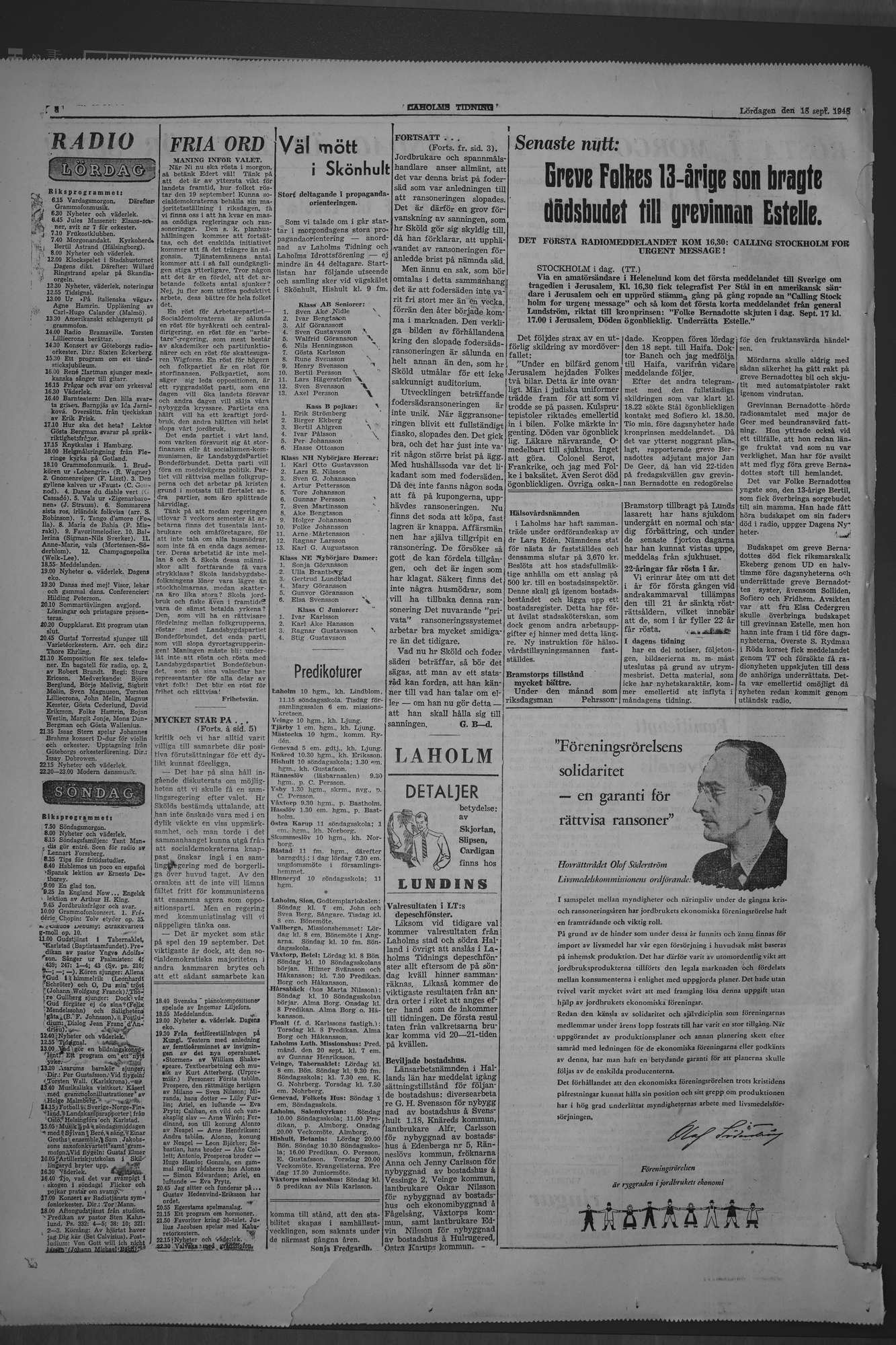 Laholms Tidning Lördag 18 september 1948, sida 8