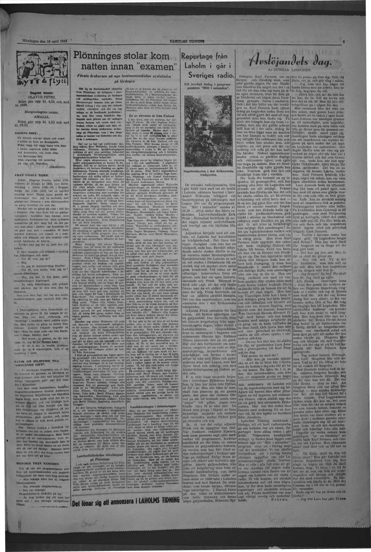 Laholms Tidning Måndag 19 april 1948, sida 5