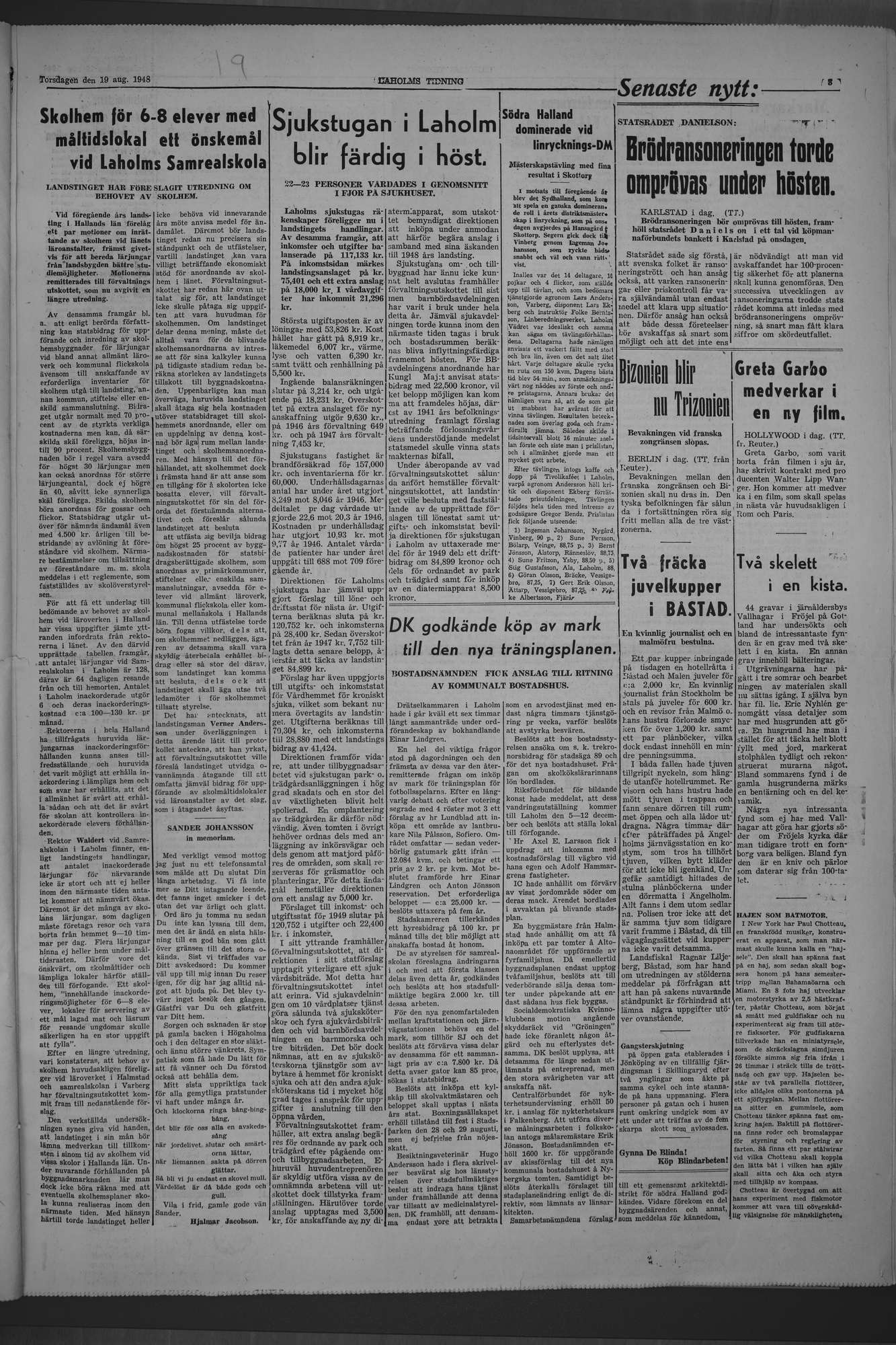 Laholms Tidning Torsdag 19 augusti 1948, sida 3