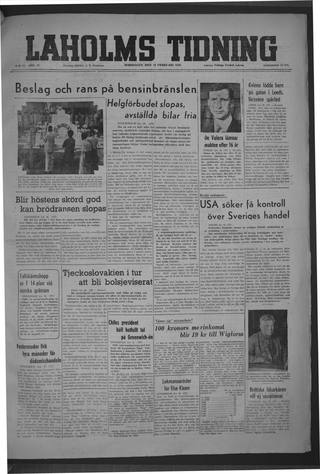 Förstasidan, Torsdag 19 februari 1948
