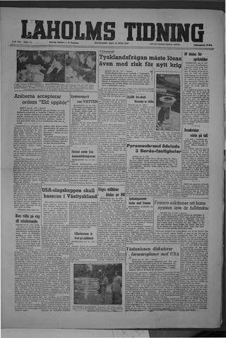 Förstasidan, Måndag 19 juli 1948