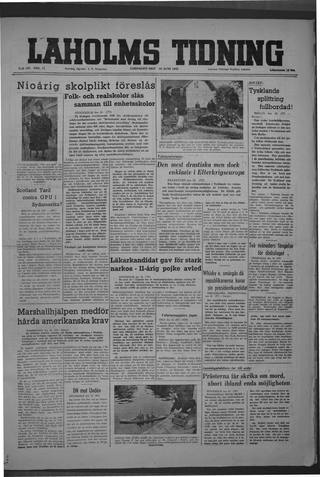Förstasidan, Lördag 19 juni 1948