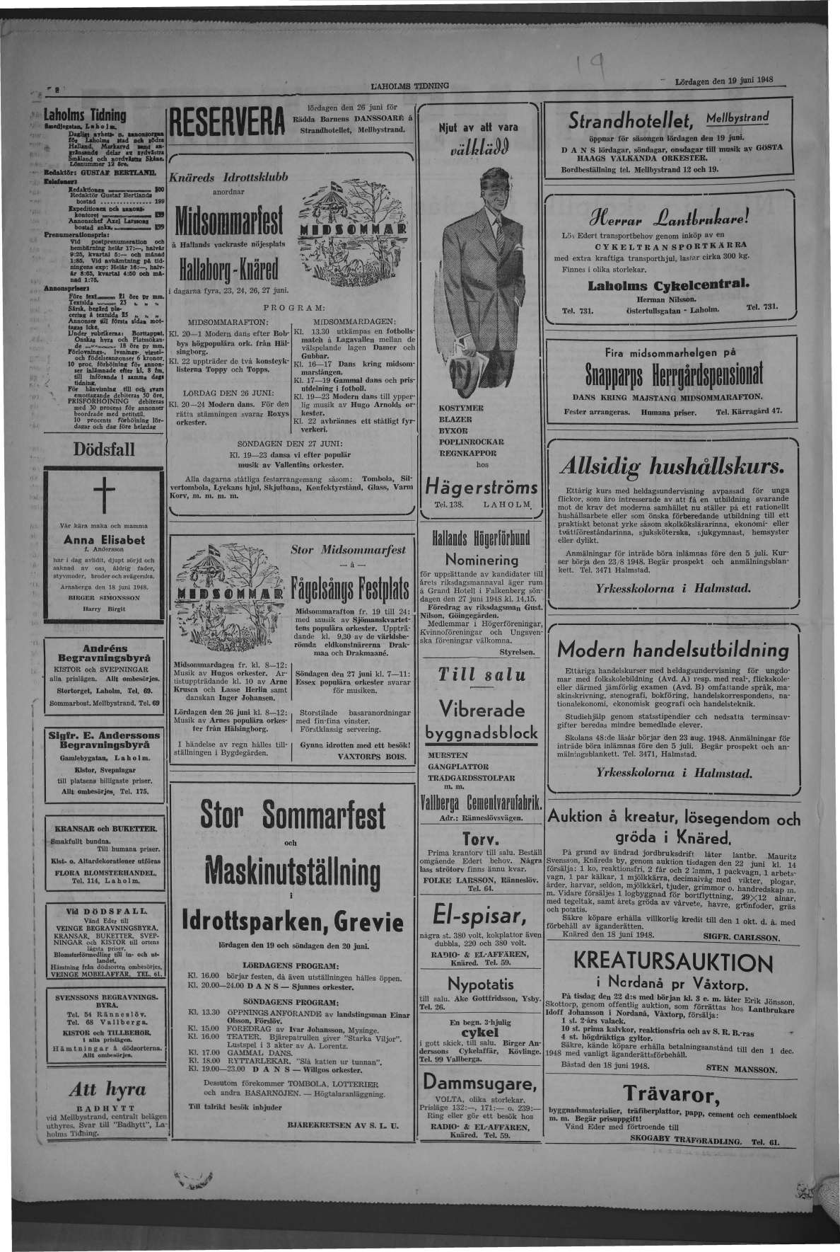 Laholms Tidning Lördag 19 juni 1948, sida 2