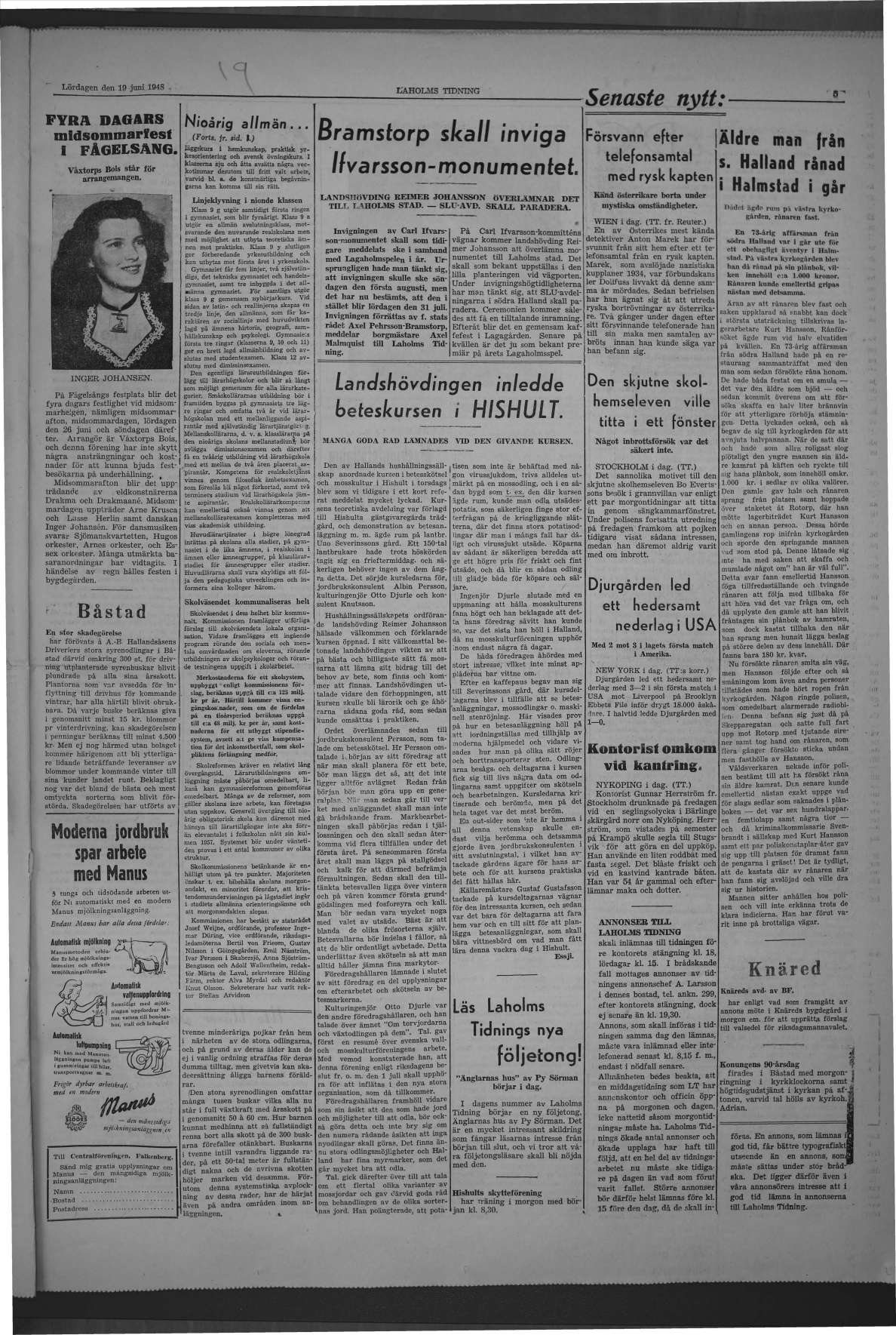 Laholms Tidning Lördag 19 juni 1948, sida 5