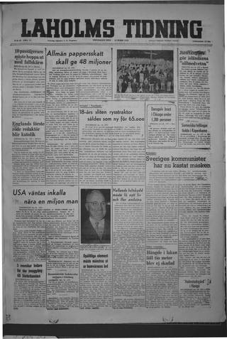 Förstasidan, Fredag 19 mars 1948