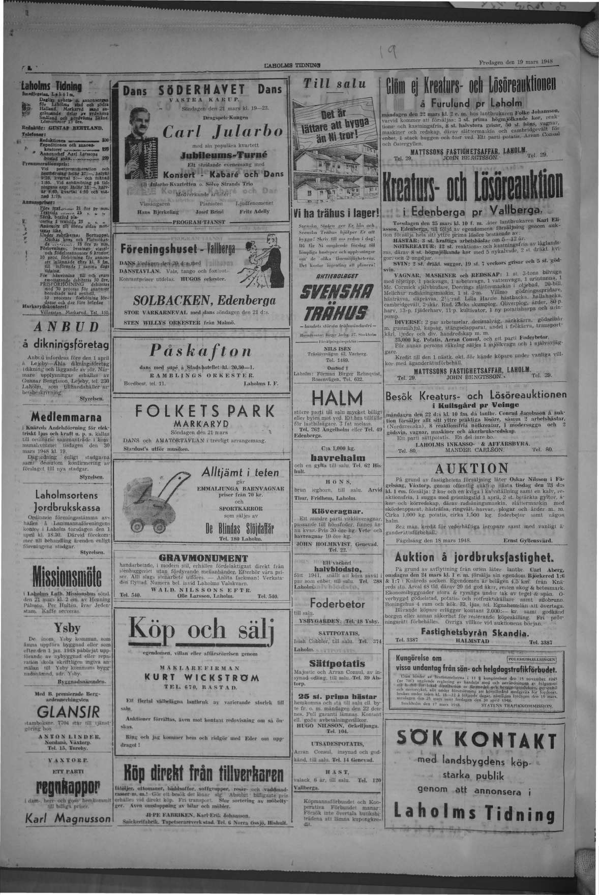 Laholms Tidning Fredag 19 mars 1948, sida 2