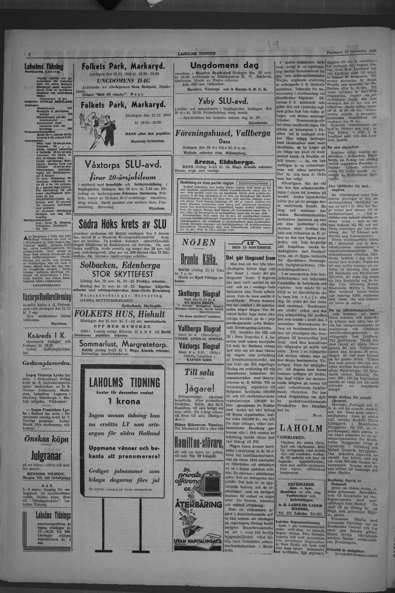 Laholms Tidning Fredag 19 november 1948, sida 2